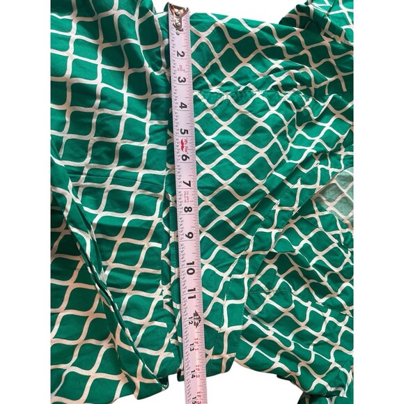Boden Green White Geometric Lara Wrap Tea Picnic Short Sleeve Dress 8L - Picture 12 of 16